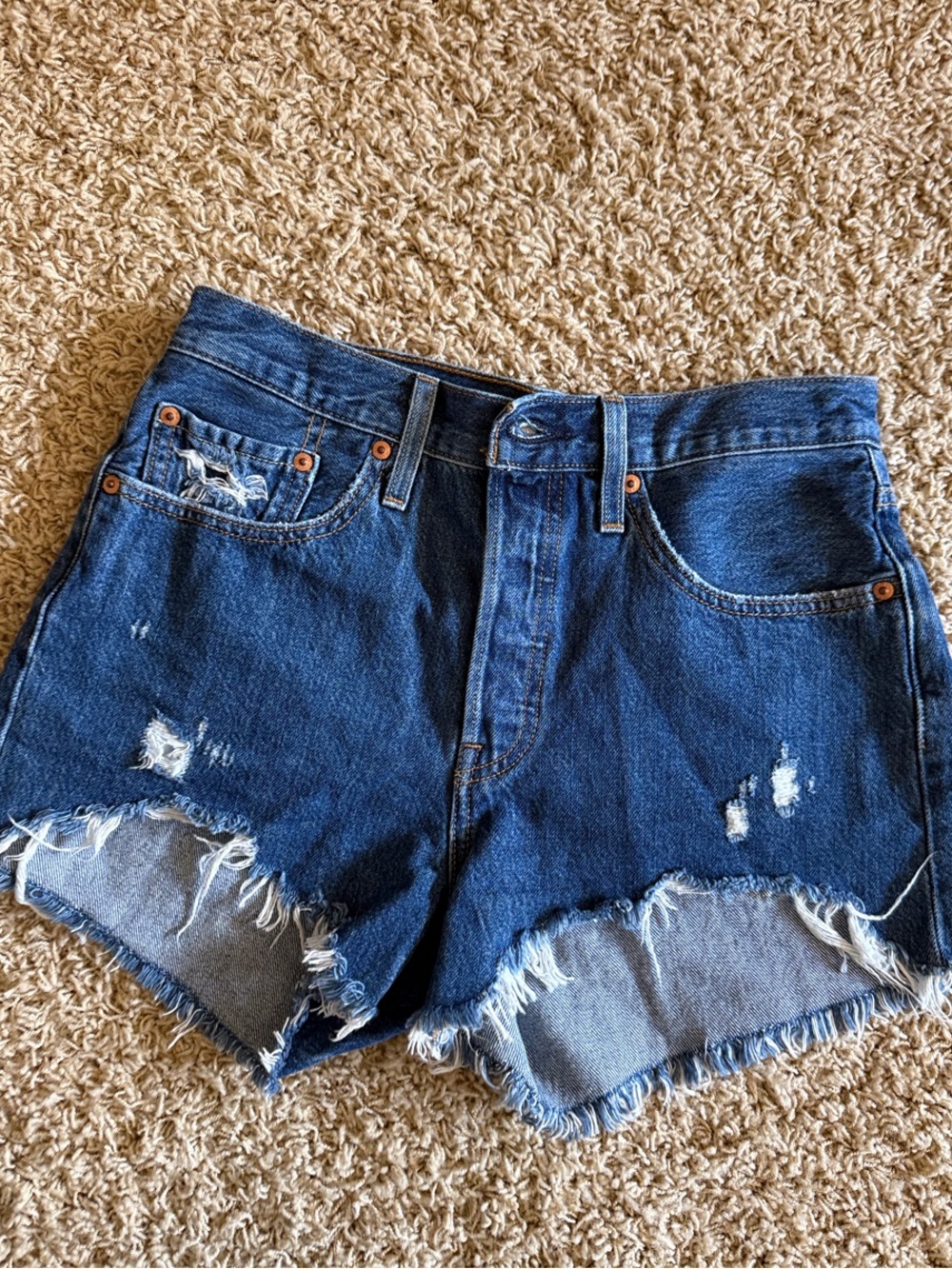 Levi's Women's Blue Distressed Denim Cutoff Shorts